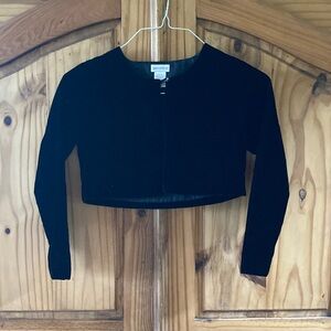 Girls Green Dog black velvet long sleeve shrug jacket size 12